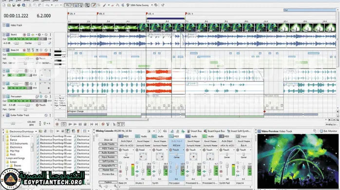 صفحة تنزيل Acid Pro 4، تعرض ميزات البرنامج وخيارات التثبيت لإنتاج الموسيقى